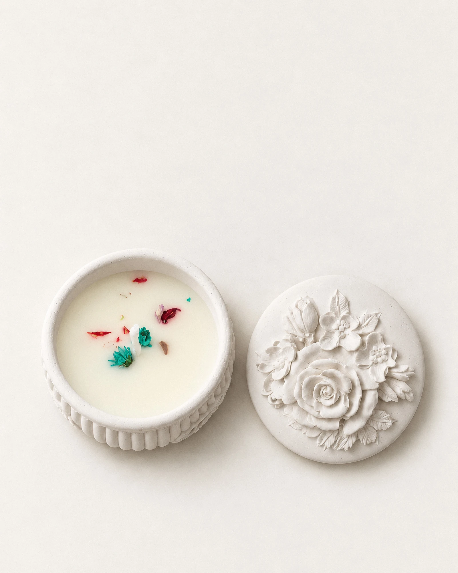Cutie decorativă din marmură, suport pentru lumânări