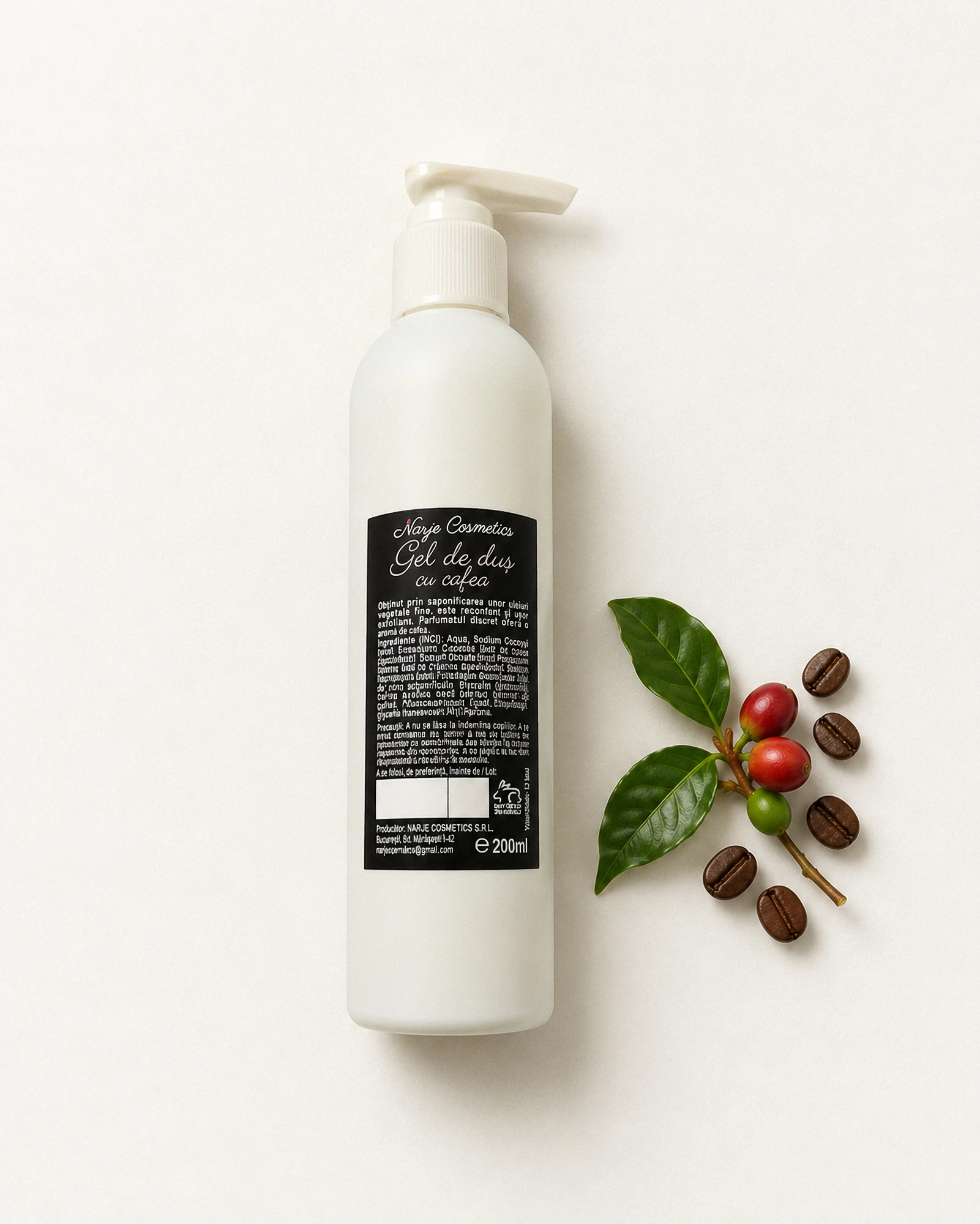 Gel de duș natural cu cafea, 200 ml