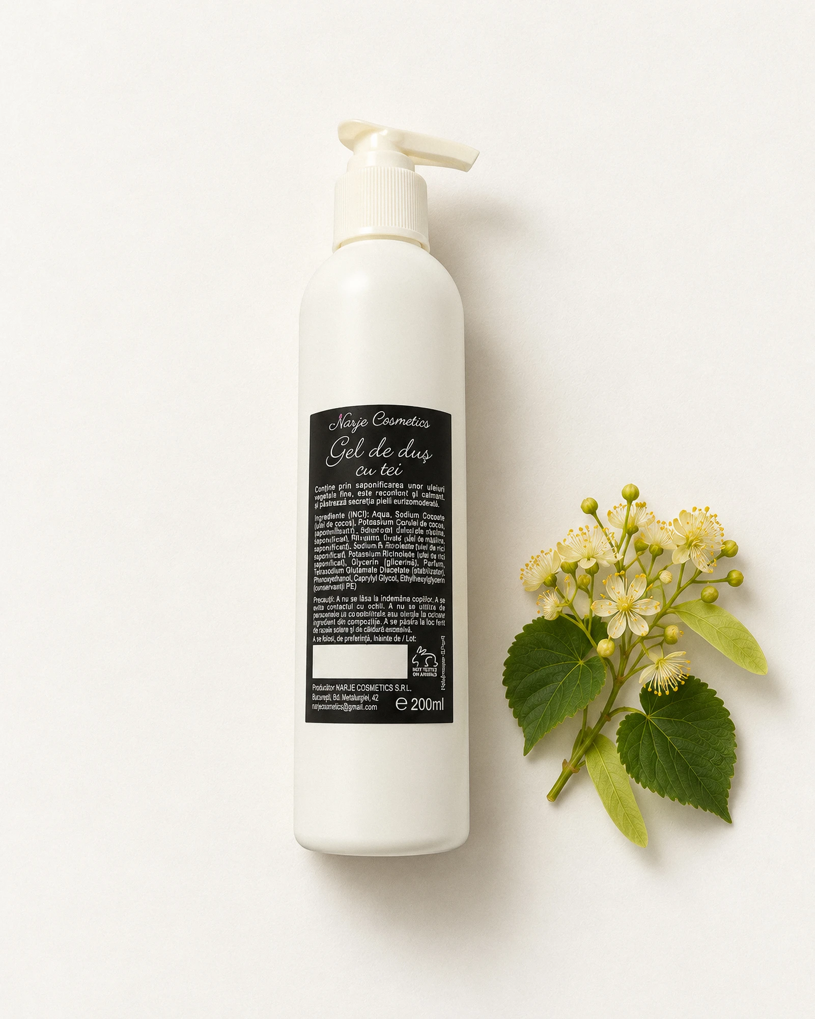 Gel de duș natural cu tei, 200 ml