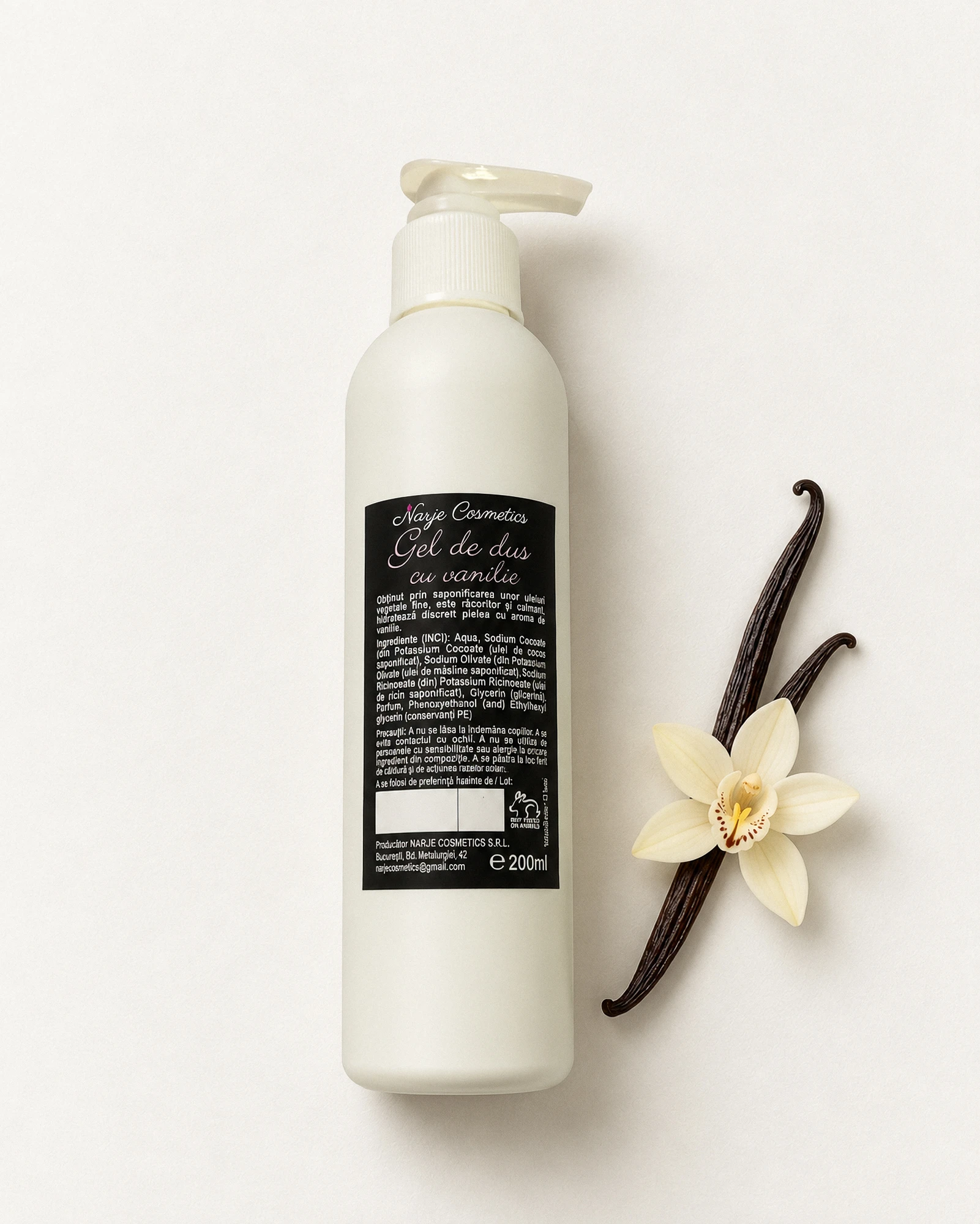 Gel de duș natural cu vanilie, 200 ml