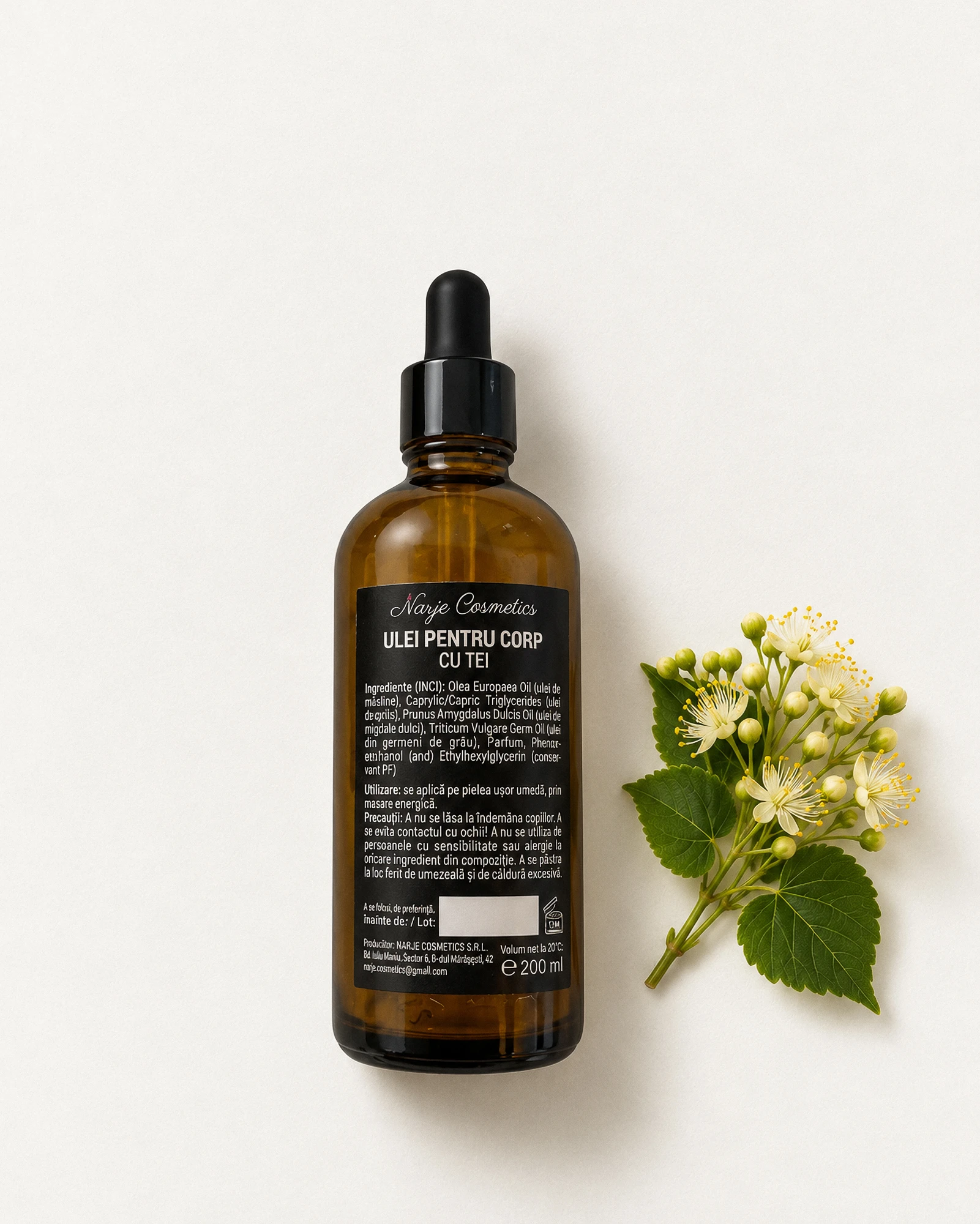 Ulei de corp natural cu parfum de tei, 100 ml